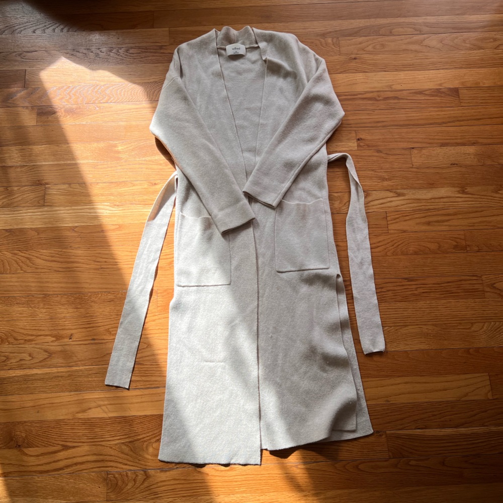 Wilfred Aritzia Wool Belted Cardigan in Ivory